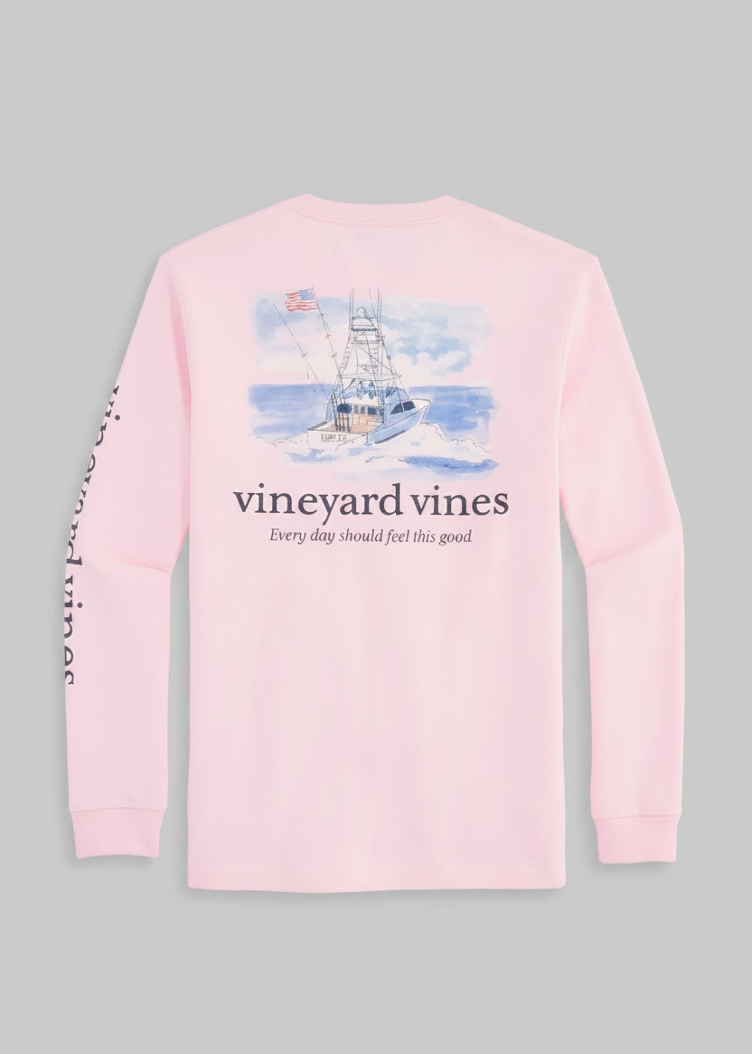 Playera Vineyard Vines | Logo Lancha Rosa